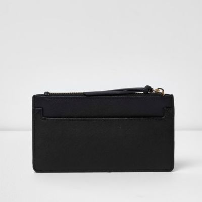 Black mixed texture fold out purse